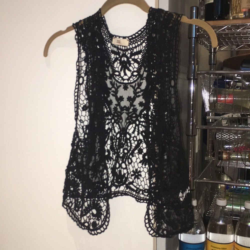 Black lace vest